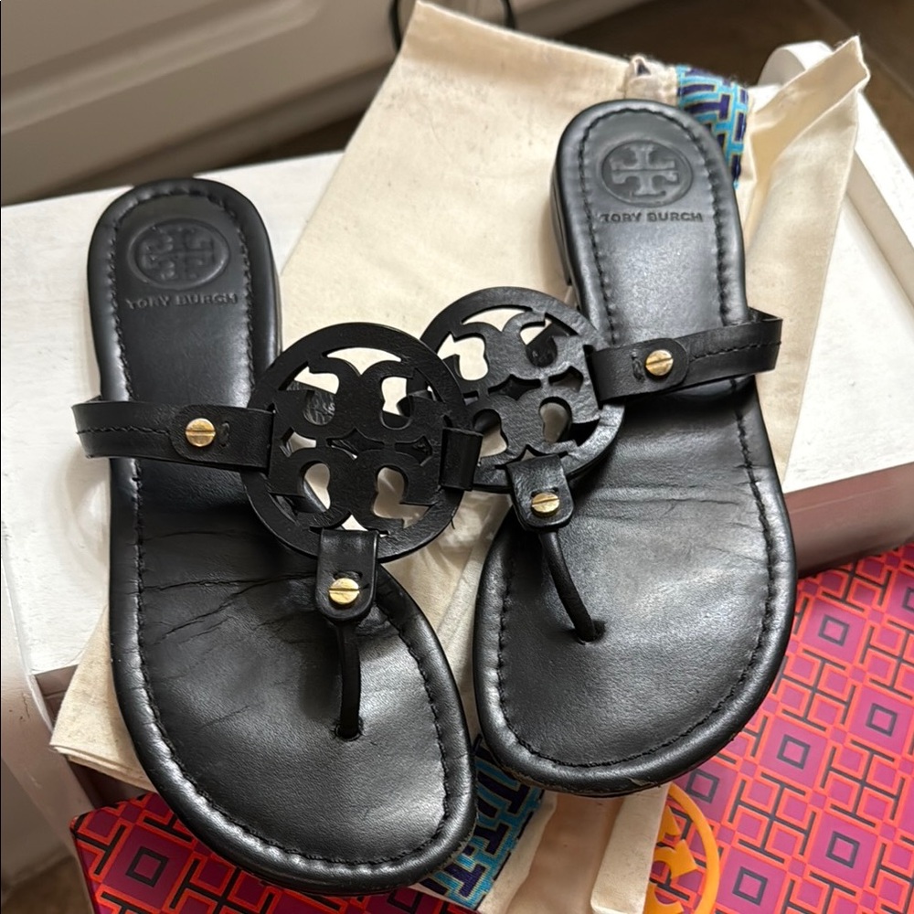 Tory Burch Black Leather Sandals